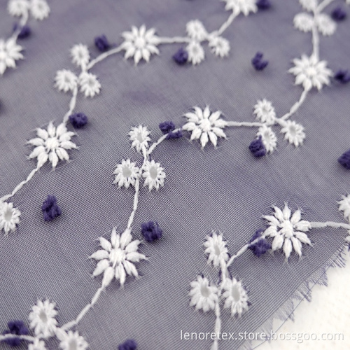 Woven 100% Polyester Tulle Embroidered Fabric
